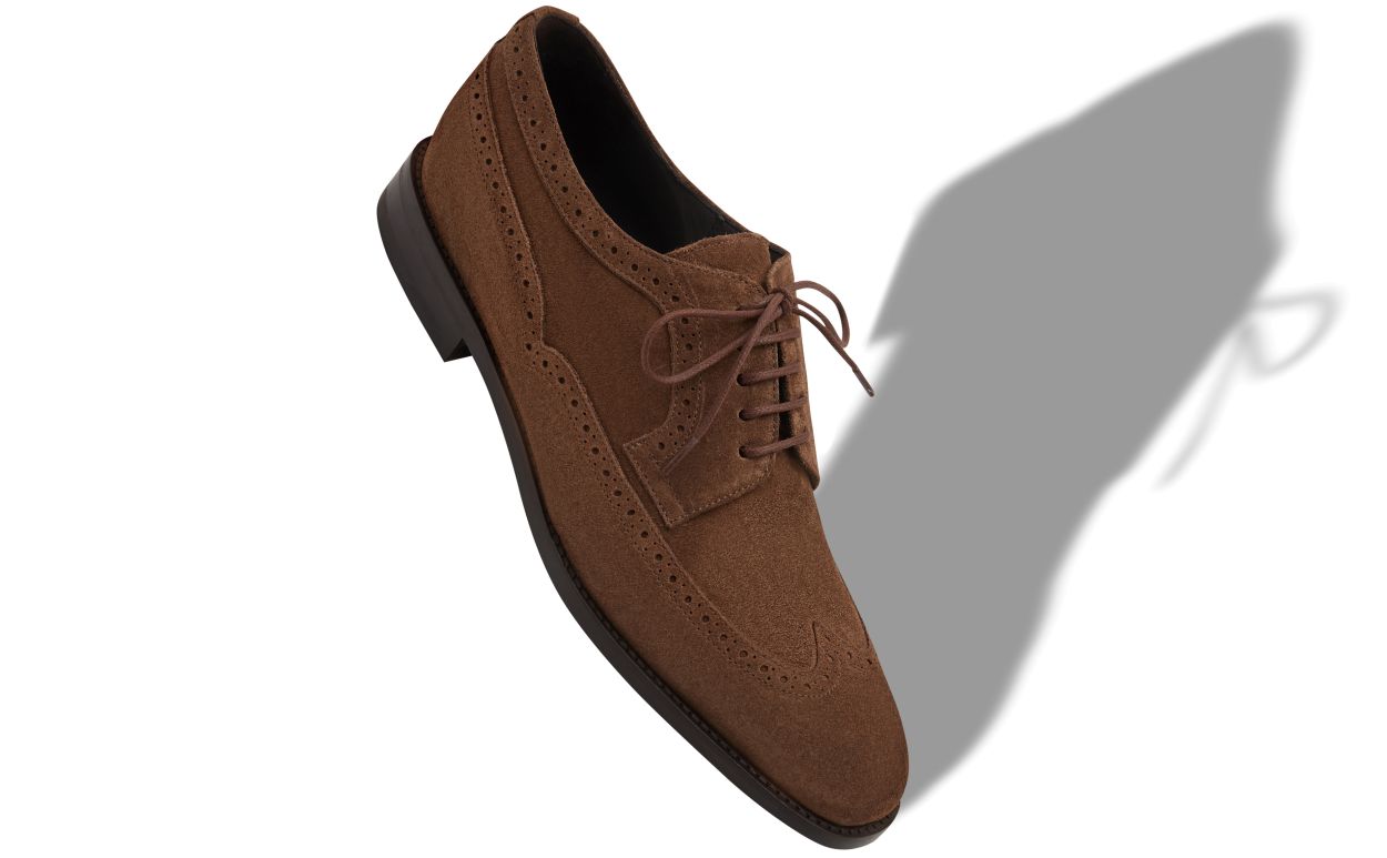 Brown Suede Lace-Up Oxfords