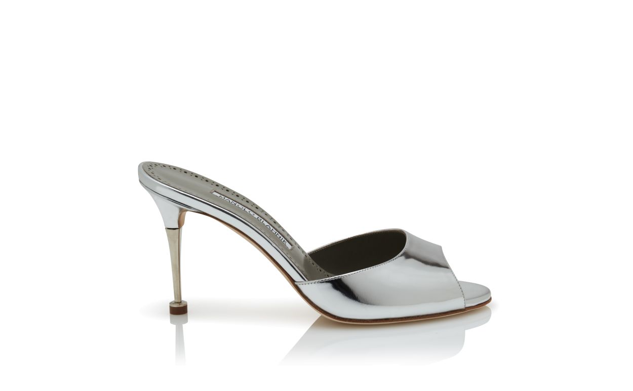 Silver Calf Leather Mules