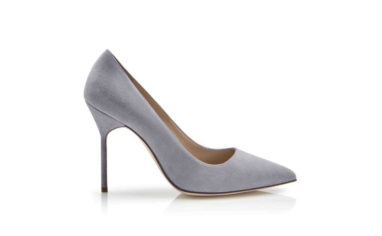 Light Grey Suede Pointed Toe Pumps
