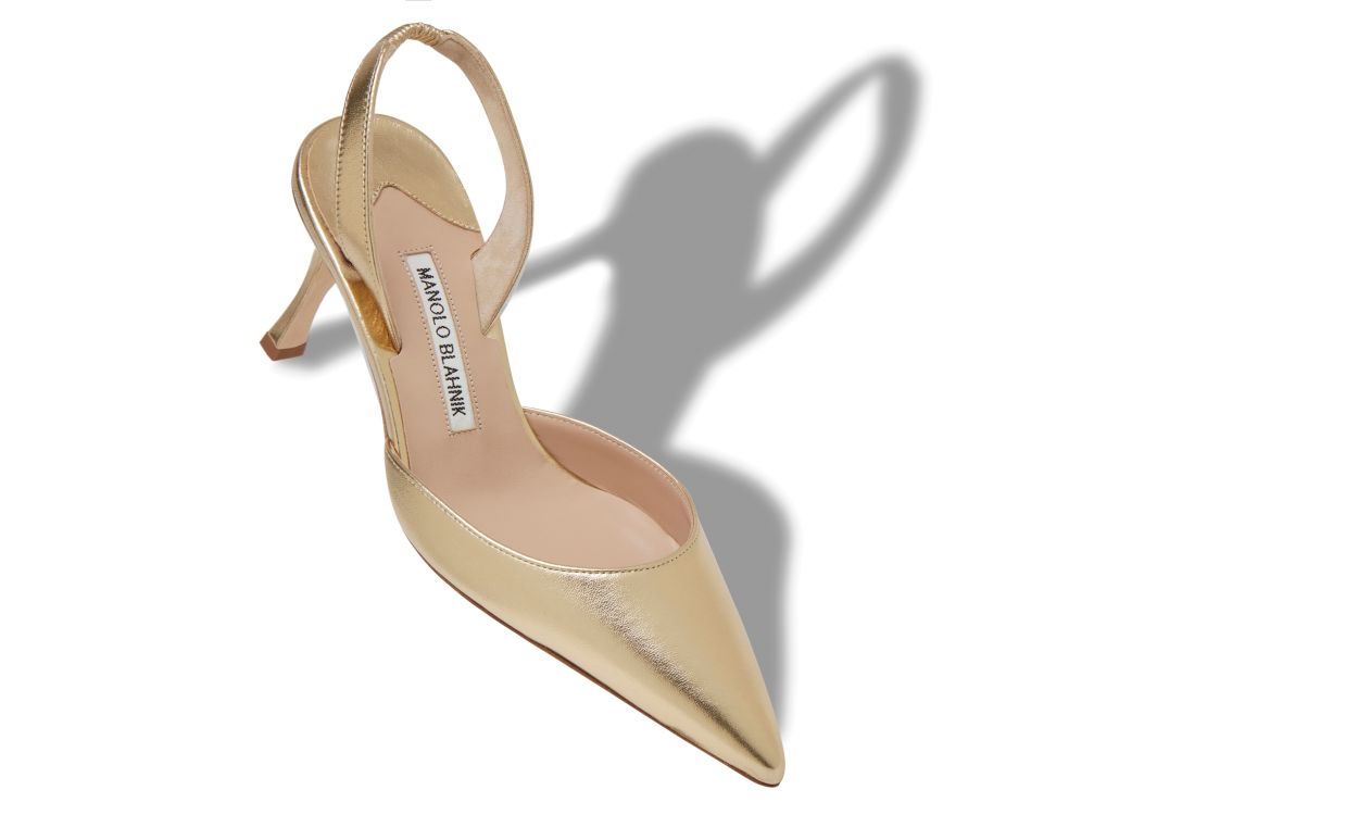 Gold Nappa Leather Slingback Pumps