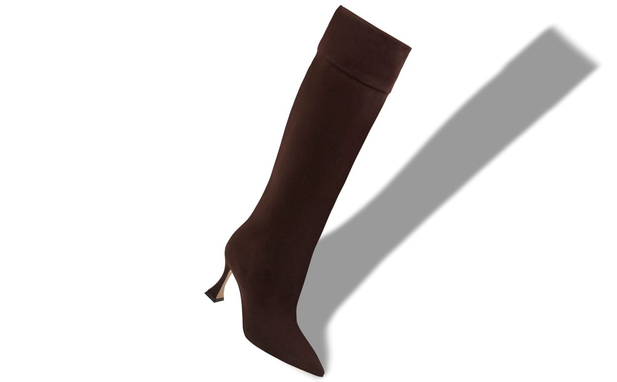 Dark Brown Suede Knee High Boots