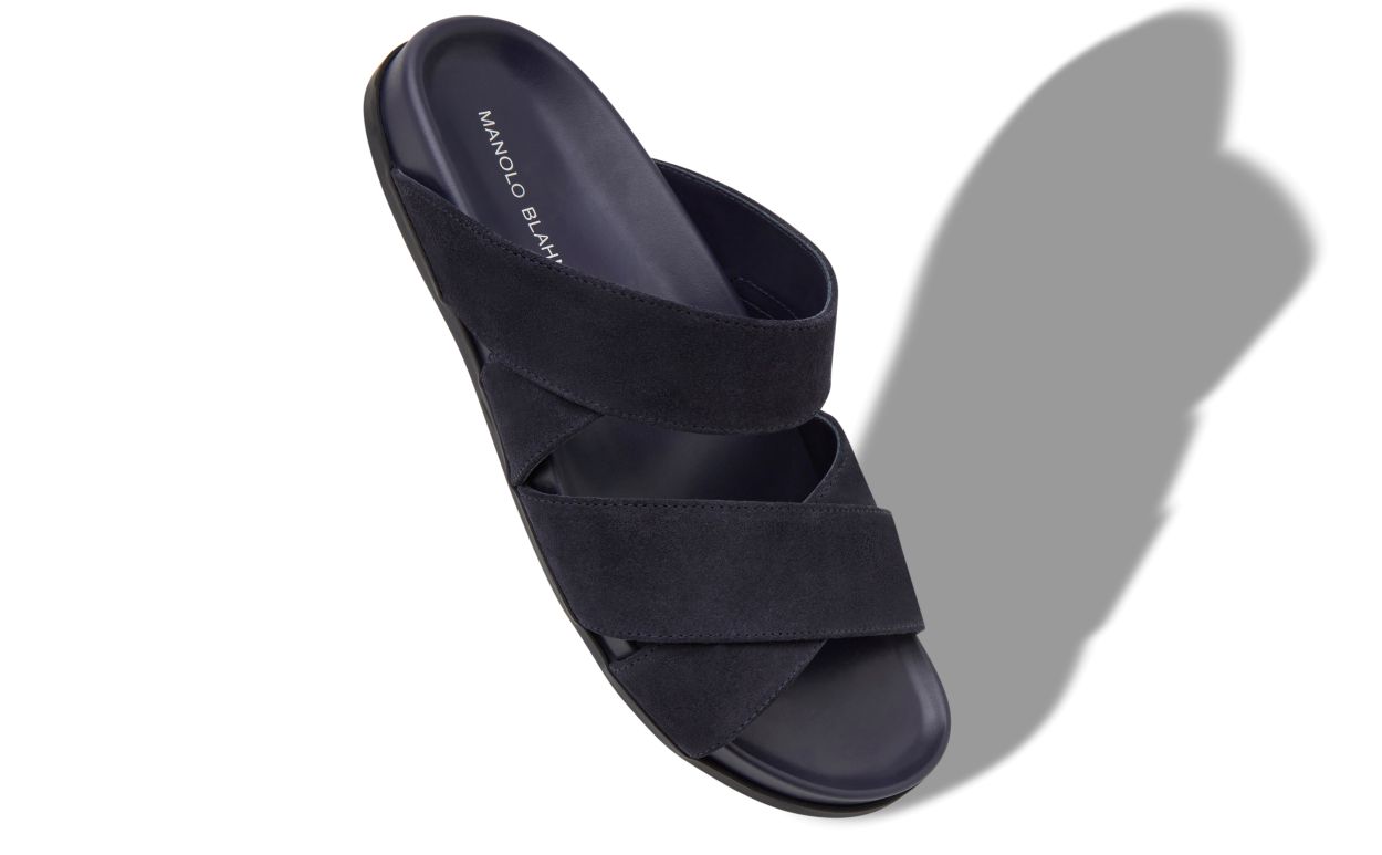 Navy Blue Suede Sandals