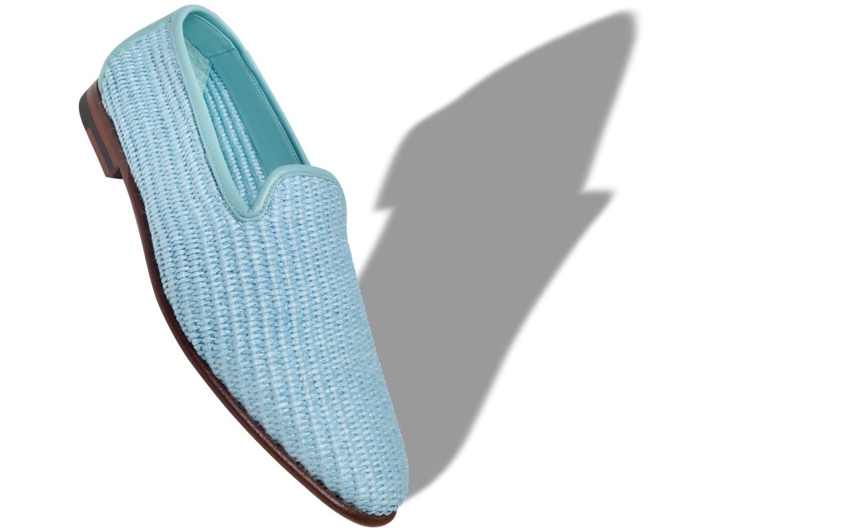 Light Blue Raffia Loafers