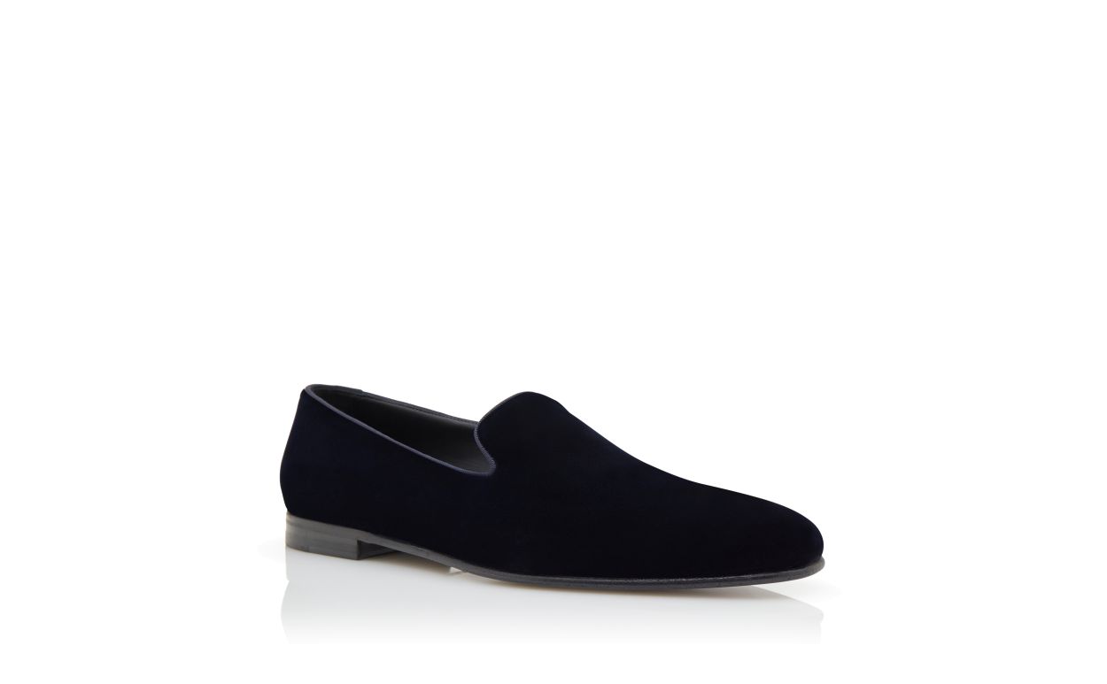 Navy Blue Velvet Loafers