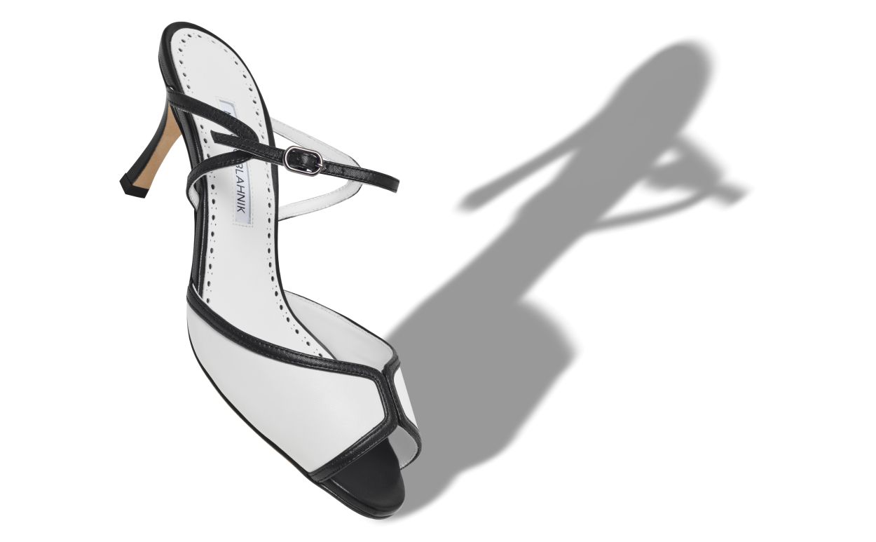 Black and White Nappa Leather Mules