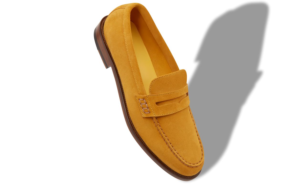 Yellow Suede Penny Loafers
