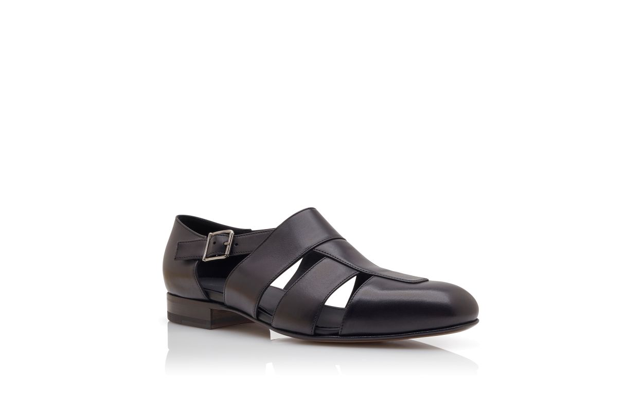 Black Calf Leather Sandals