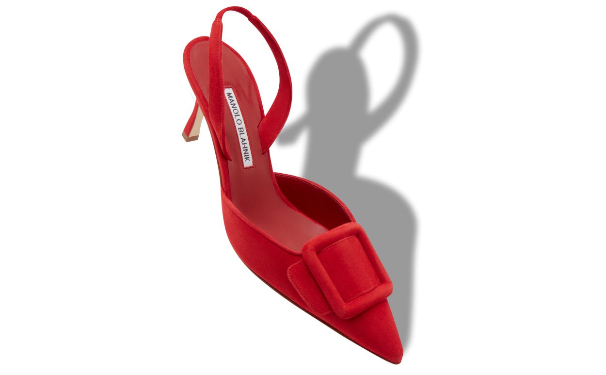 Red Suede Slingback Pumps