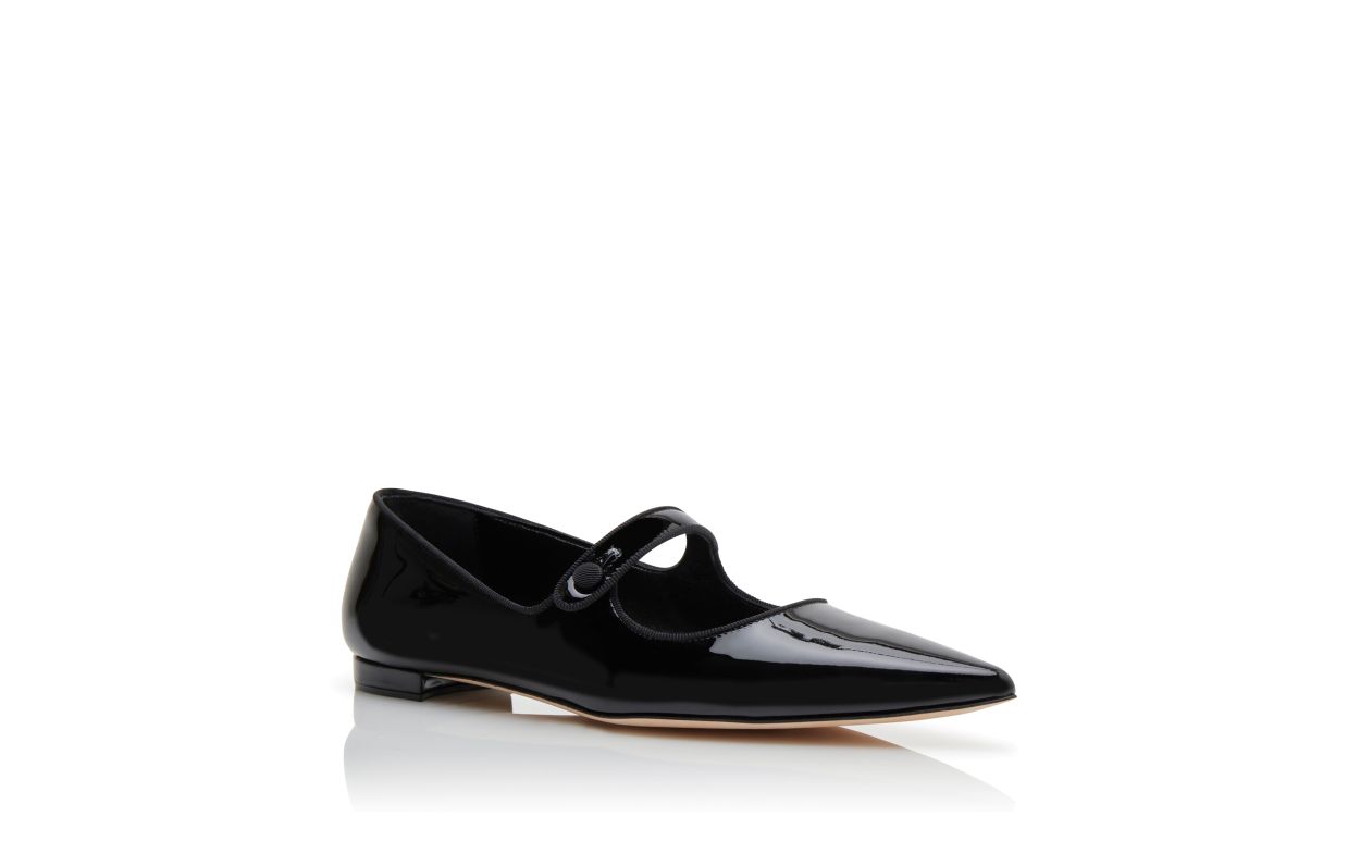 Black Patent Leather Mary Jane Flat Pumps