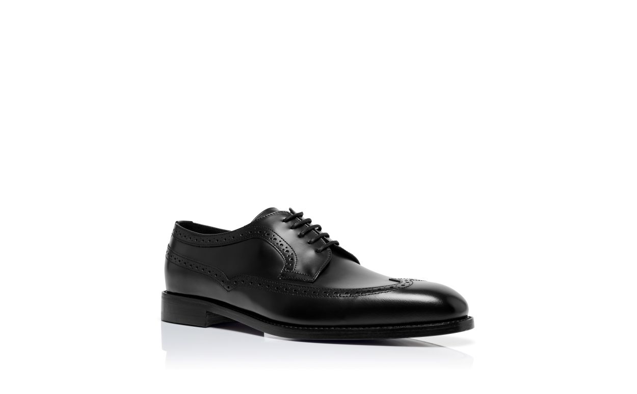 Black Calf Leather Lace-Up Oxfords