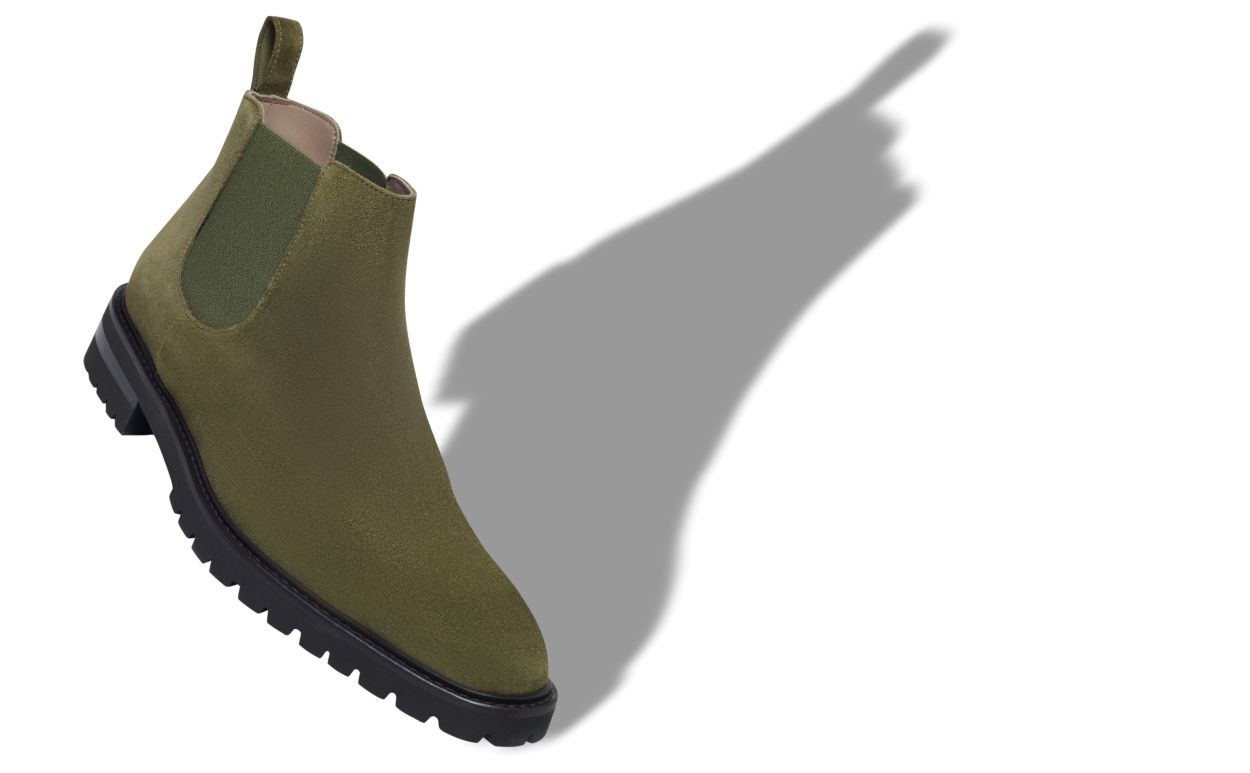 Khaki Suede Ankle Boots
