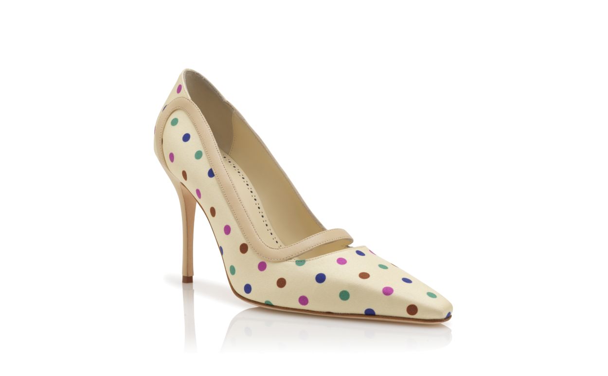Cream Silk Polka Dot Detail Pumps
