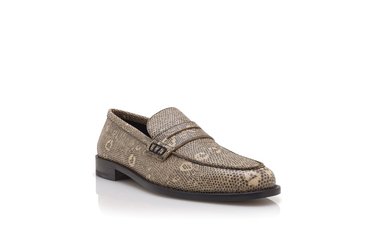Lizard Print Calf Leather Penny Loafers