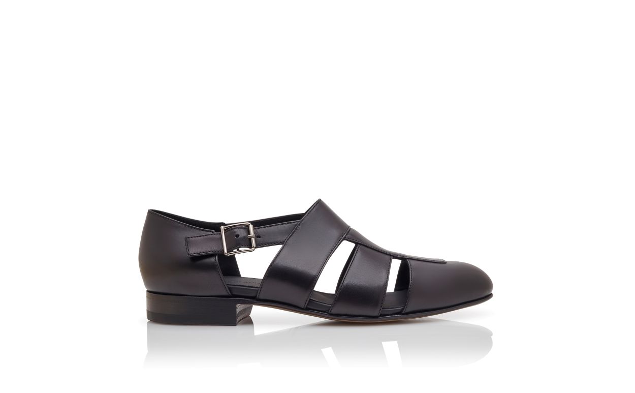 Black Calf Leather Sandals