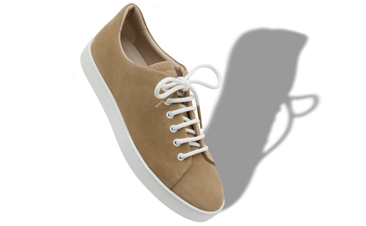 Beige Suede Low Cut Sneakers
