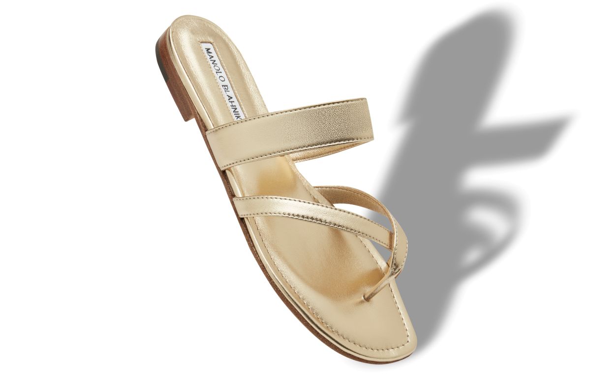 Gold Nappa Leather Flat Sandals