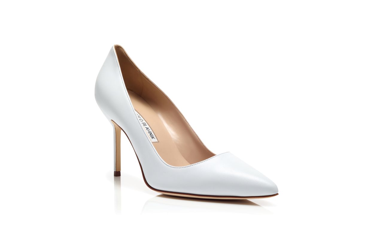 White Nappa Leather Pointed Toe Pumps