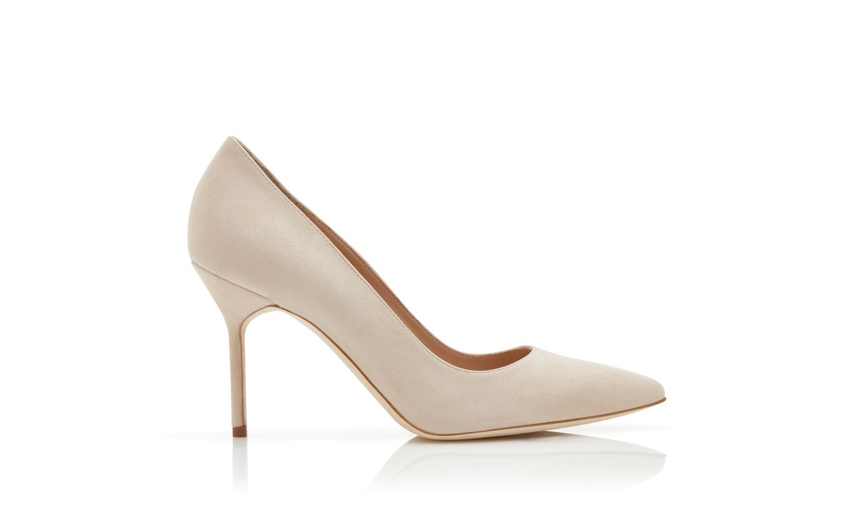 Light Beige Suede Pointed Toe Pumps