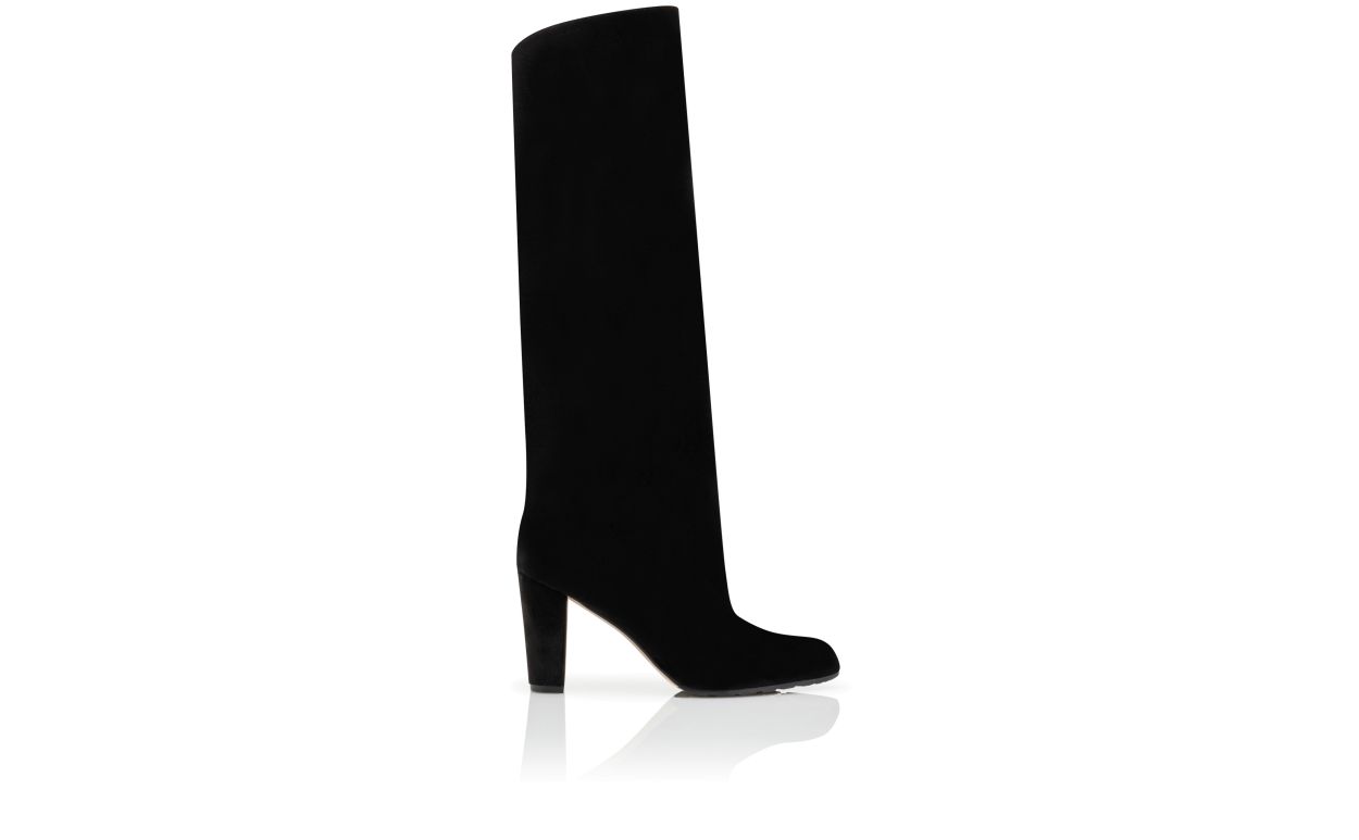 Black Velvet Knee High Boots