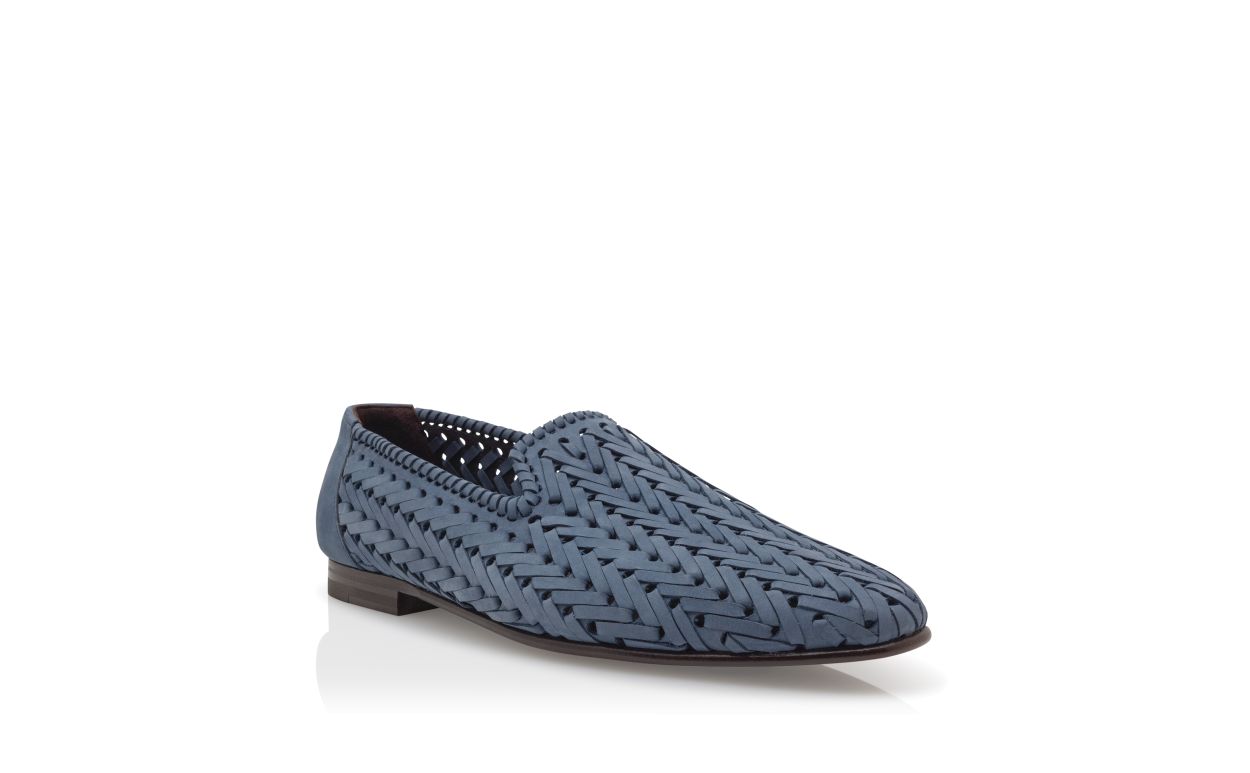 Light Blue Nubuck Woven Loafers