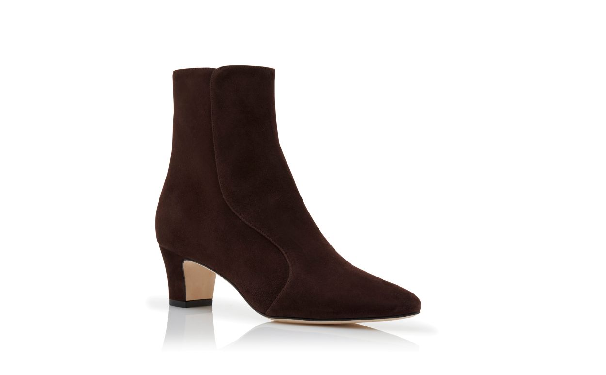 Brown Suede Round Toe Ankle Boots