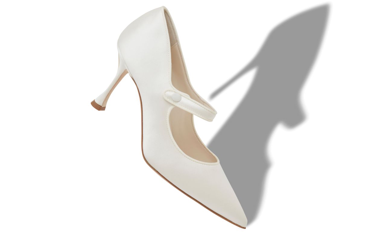 Cream Satin Pointed Toe Pumps