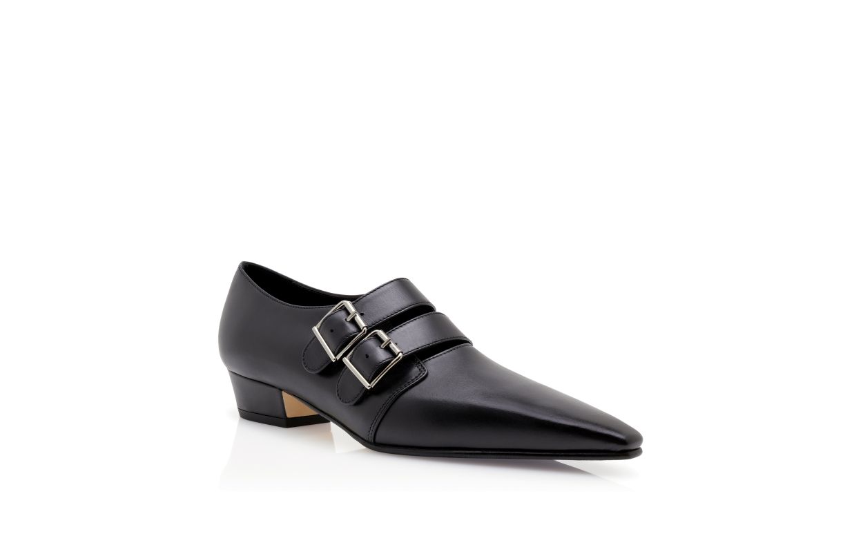 Black Calf Leather Shoe Booties