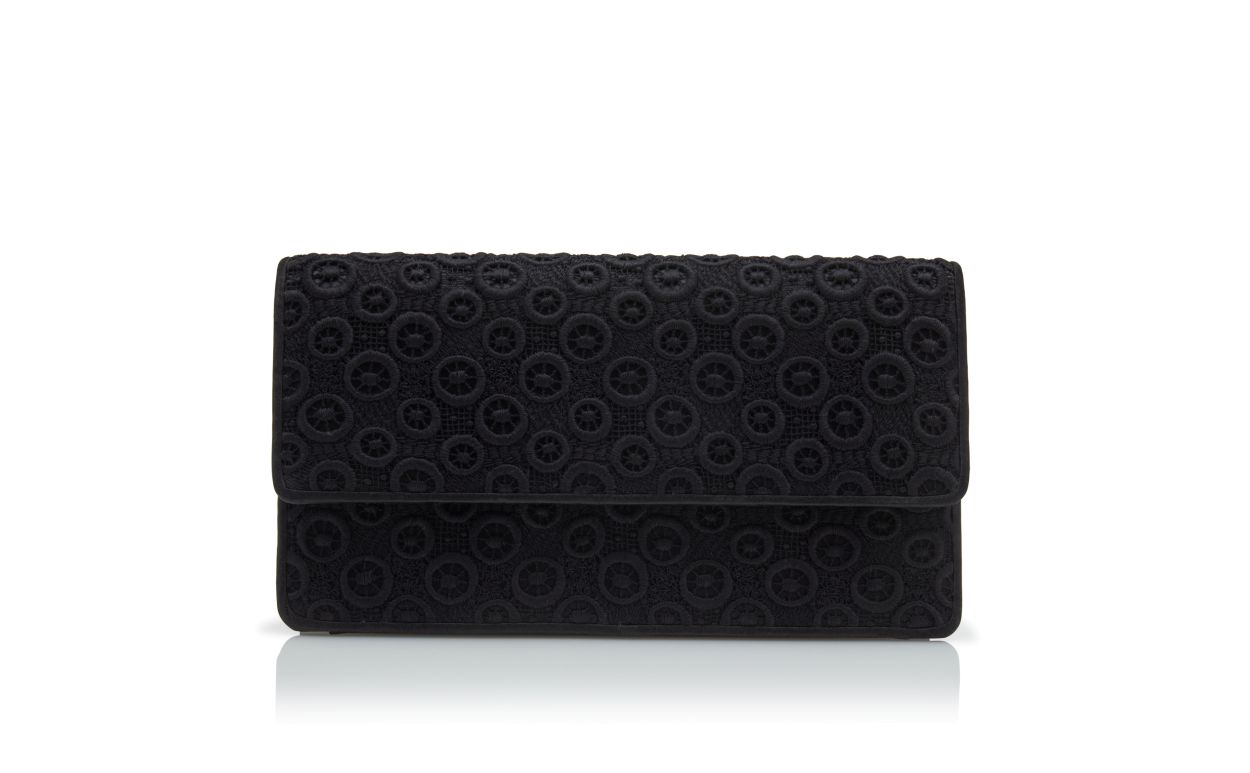 Black Lace Embroidered Clutch