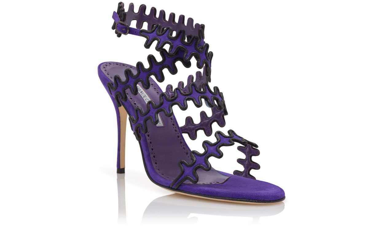 Purple Suede Ankle Strap Sandals