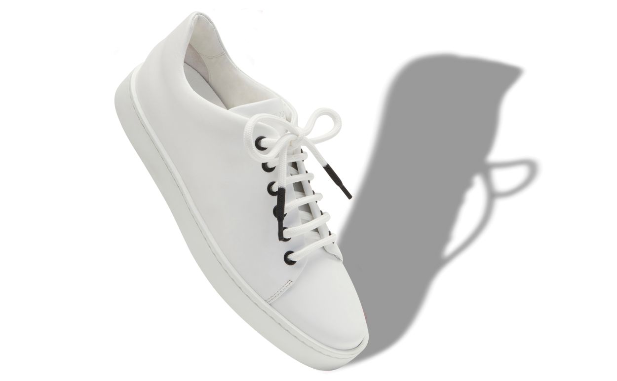White Calf Leather Low Cut Sneakers