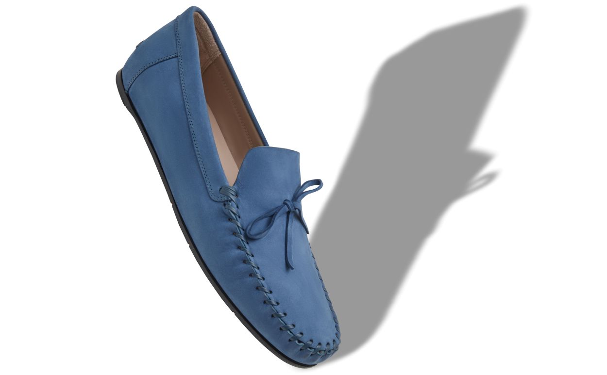 Blue Nubuck Leather Driving Shoes