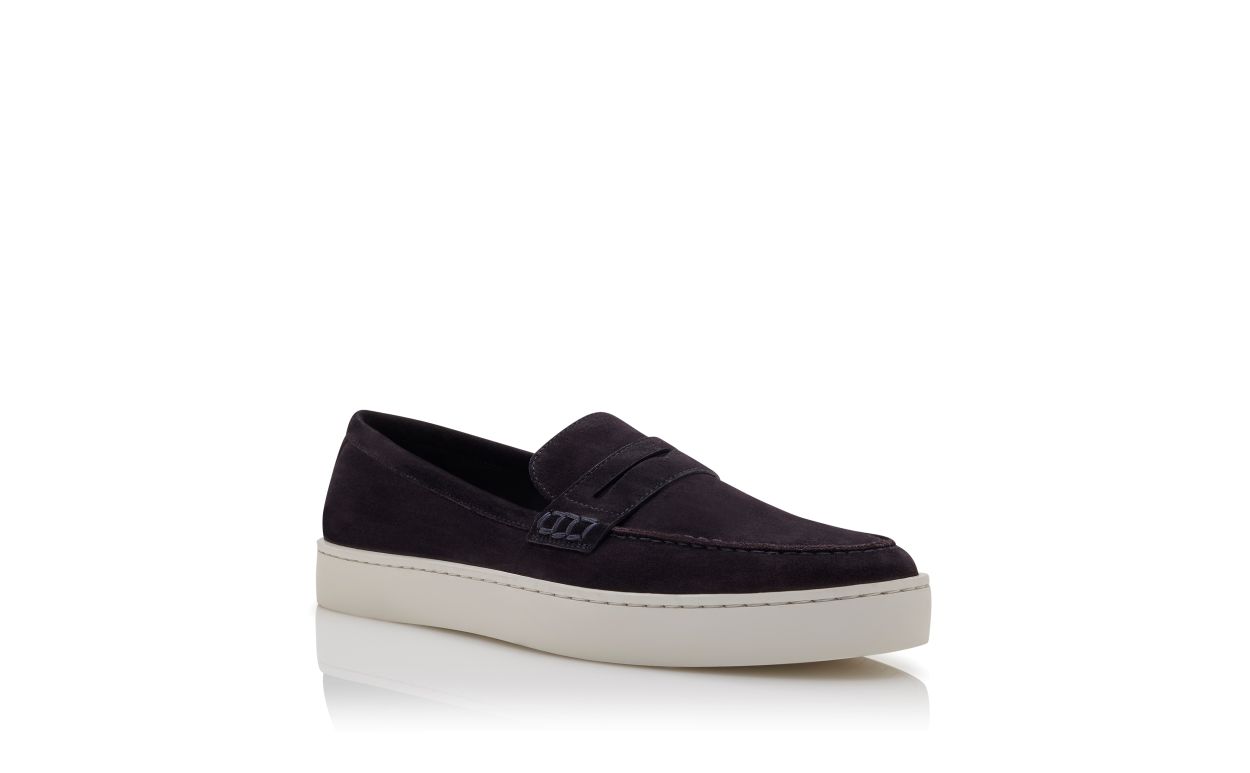 Navy Blue Suede Slip-On Loafers