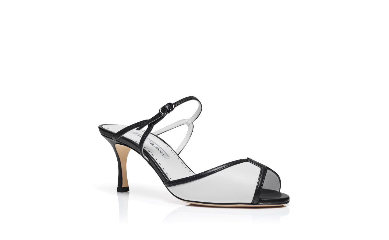 Black and White Nappa Leather Mules