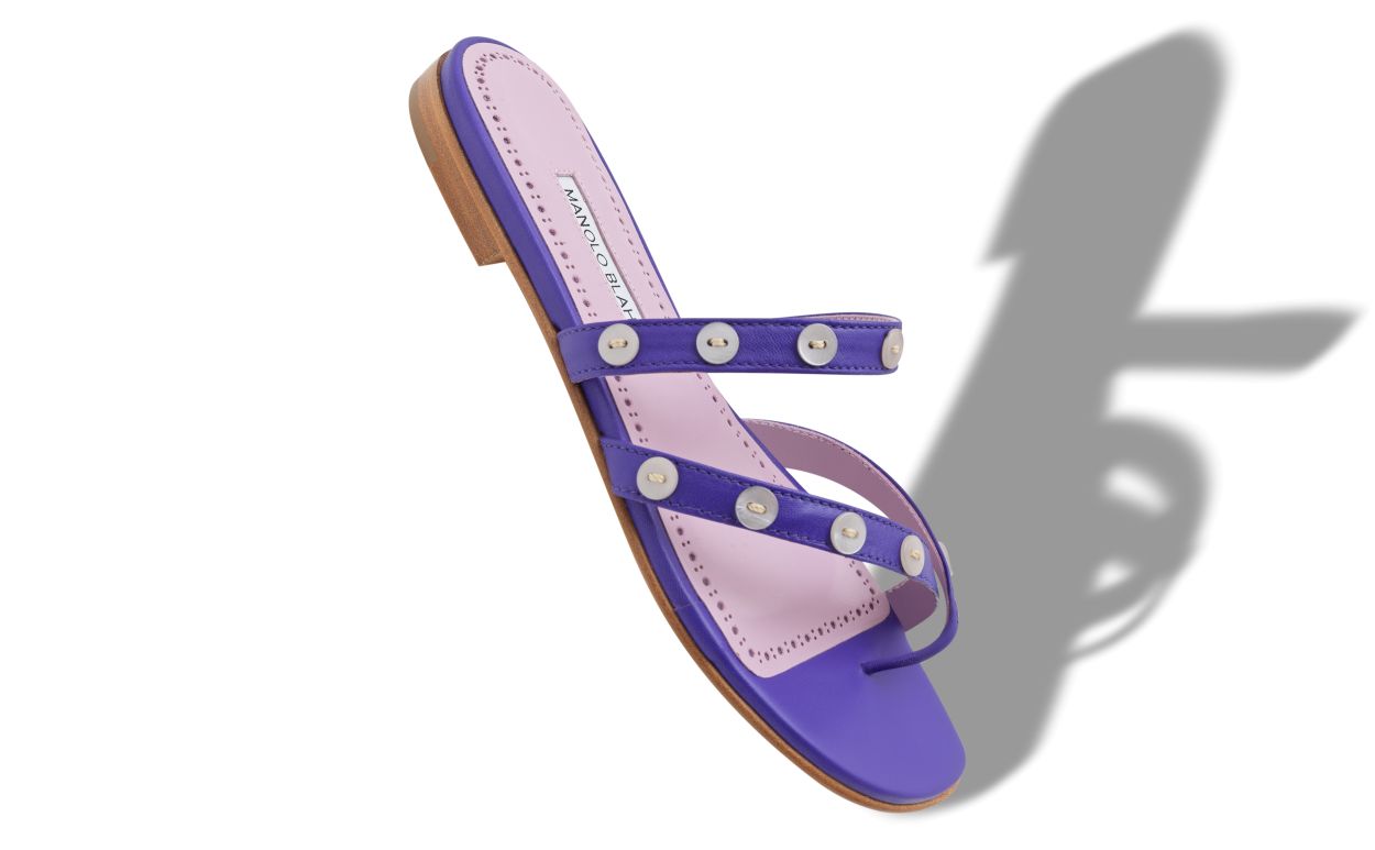 Purple Nappa Leather Flat Sandals