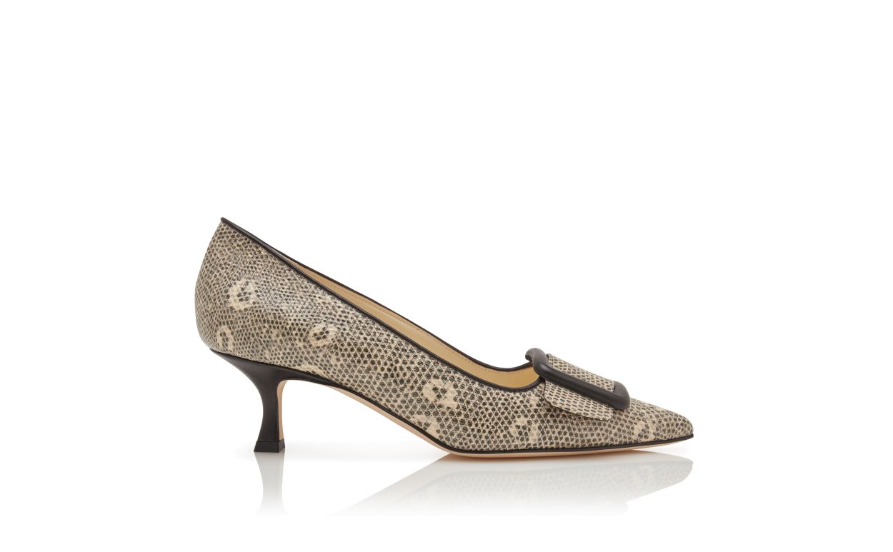 Lizard Print Calf Leather Pumps