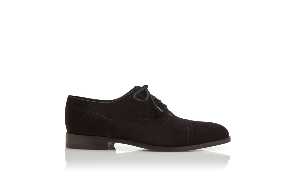 Black Suede Cap Toe Oxfords