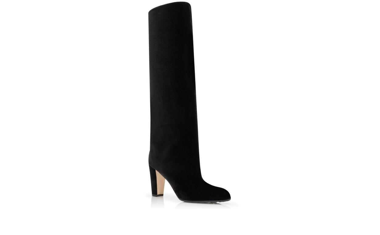 Black Velvet Knee High Boots