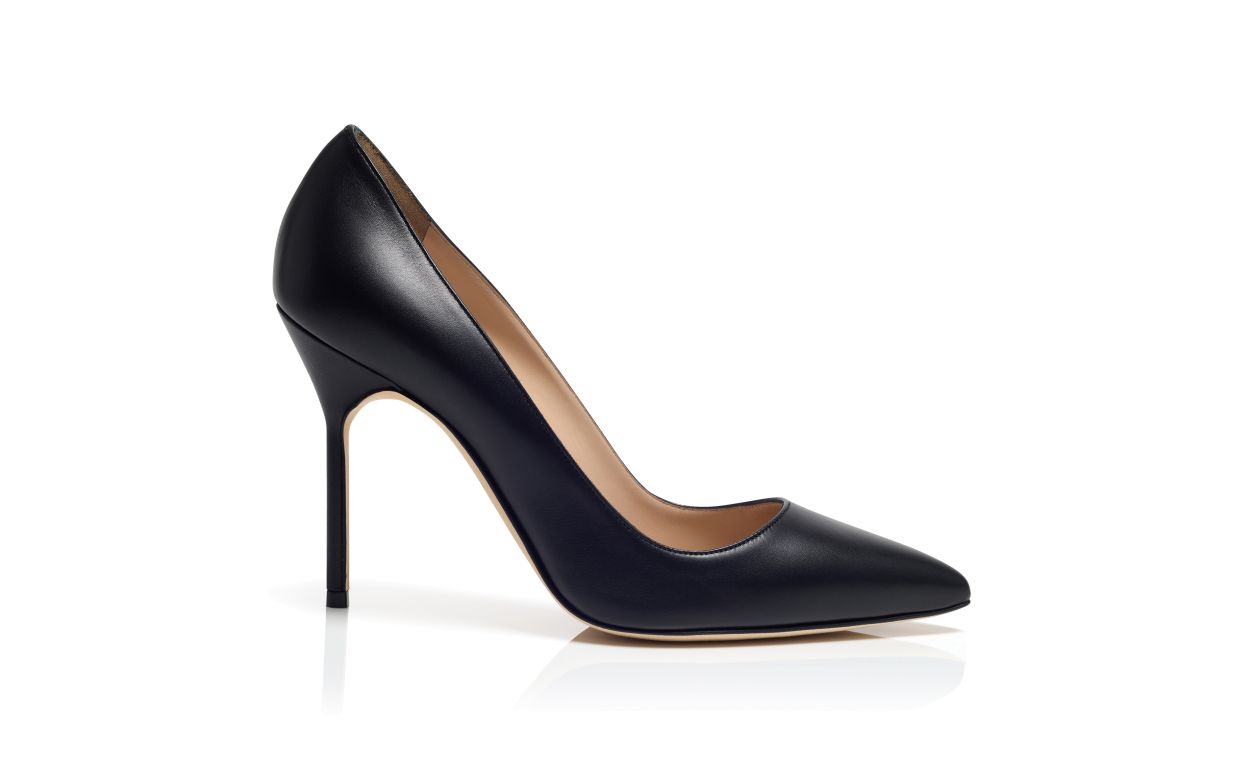 Black Nappa Leather Pointed Toe Pumps