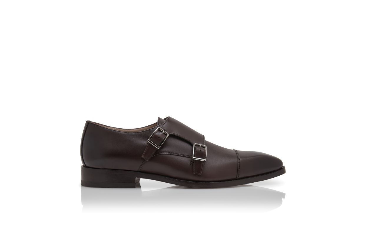 Dark Brown Calf Leather Monk Strap Shoes