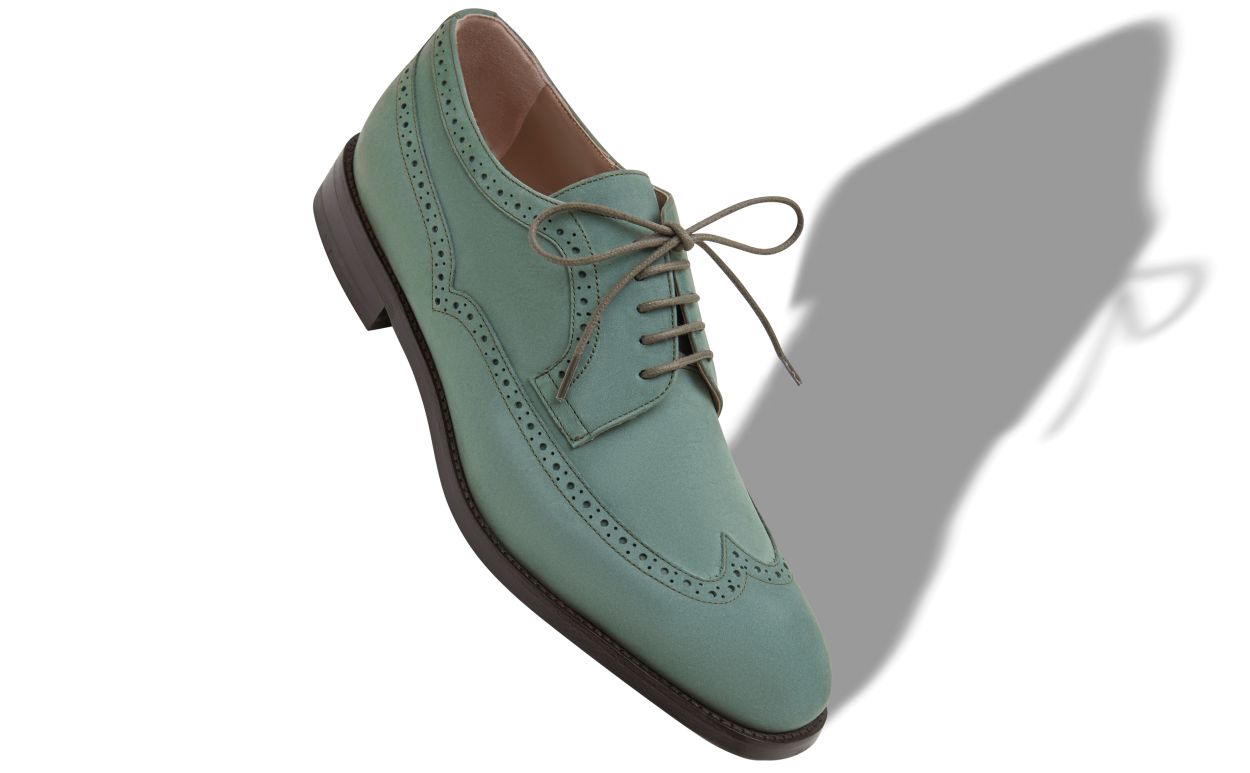 Dark Green Suede Lace-Up Oxfords