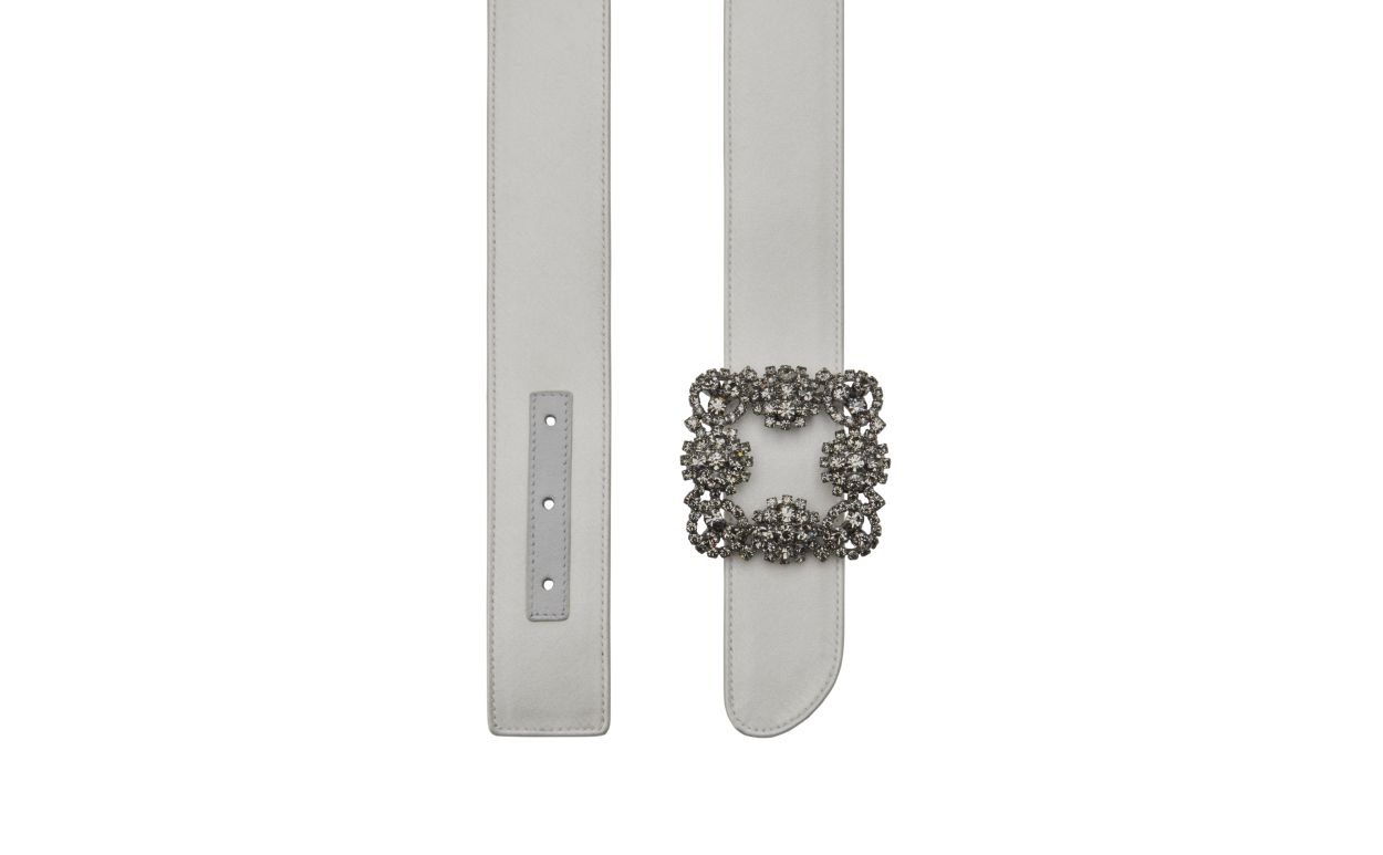 Off-White Satin Crystal Buckled Belt