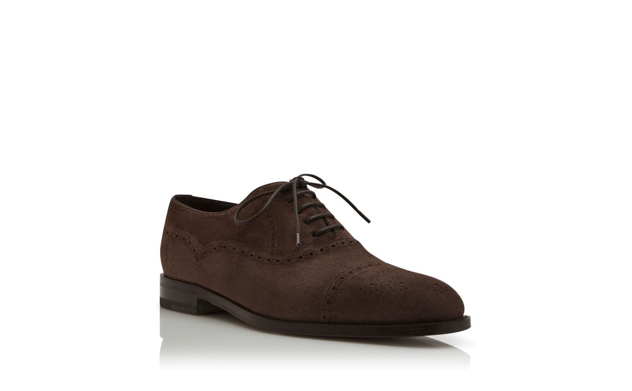 Dark Brown Suede Cap Toe Oxfords